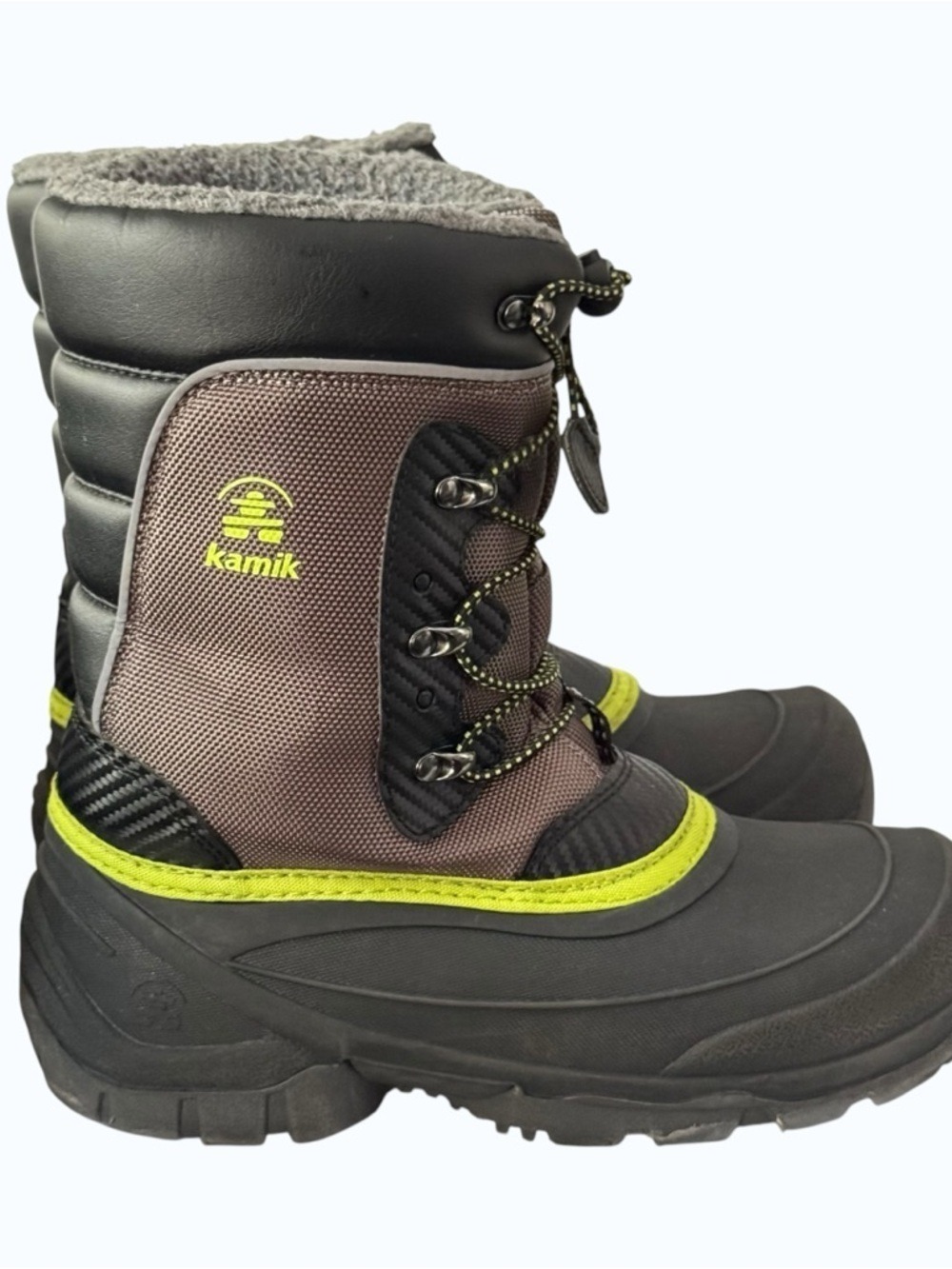 Boys Kamik Kids' Luke 3 Sherpa Lined Waterproof Winter Lace Up Boots Size 6